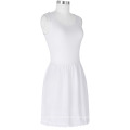 Kate Kasin Mujer de algodón cómodo y satinado Full Slip Blanco vestido de ropa interior KK000262-2